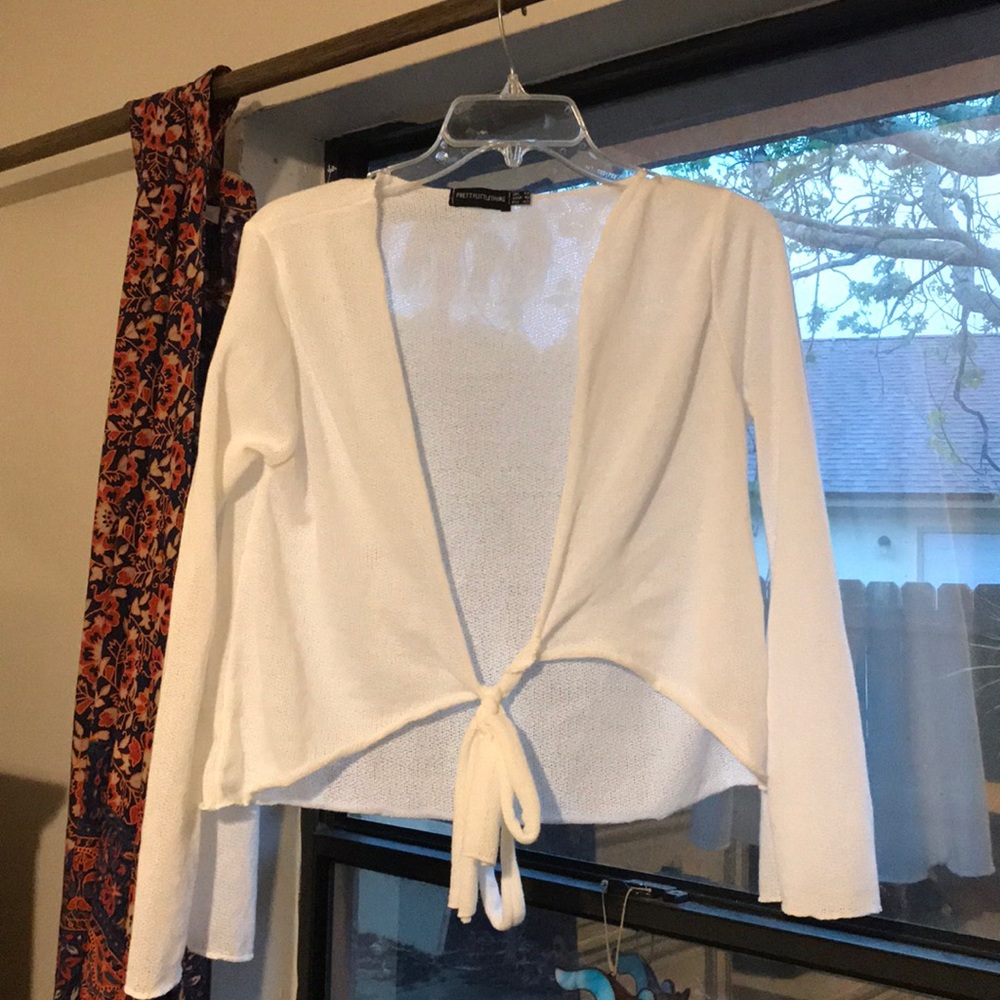 PLT white knit tie top